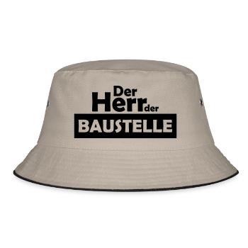 der herr der baustelle - Bucket Hat - Khaki/Schwarz - Vorne