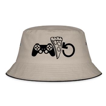 Zocken Essen Wiederholen - Bucket Hat - Khaki/Schwarz - Vorne
