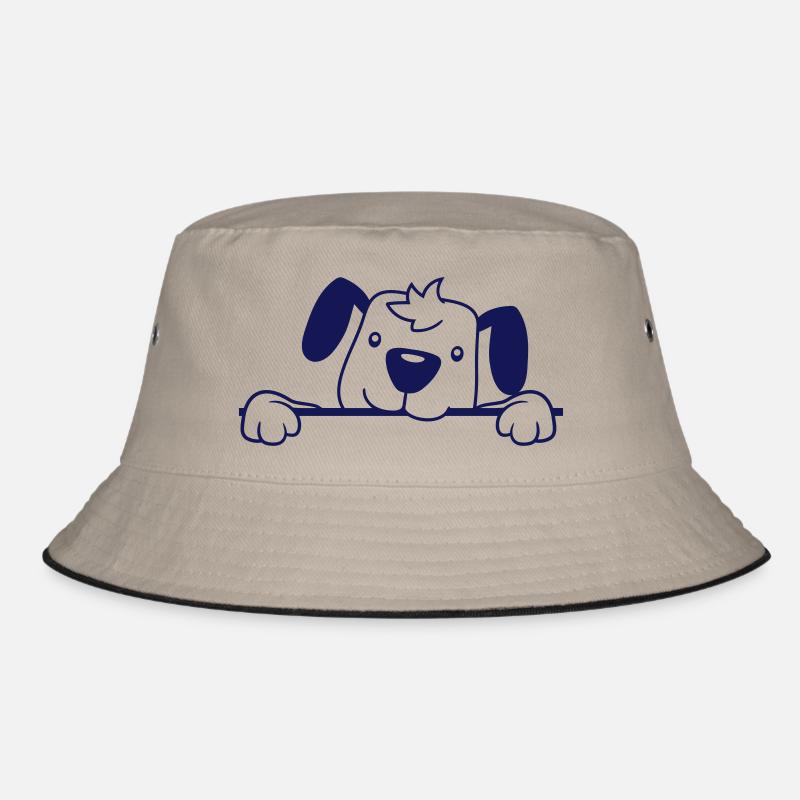 Hund Hinter Mauer Zaun Schild Guckt Glücklich Süß Bucket Hat