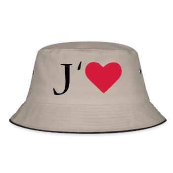 I Love - Bucket Hat - Khaki/Schwarz - Vorne