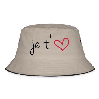 I love Dich - Bucket Hat - Khaki/Schwarz - Vorne