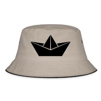 Papierboot - Bucket Hat - Khaki/Schwarz - Vorne