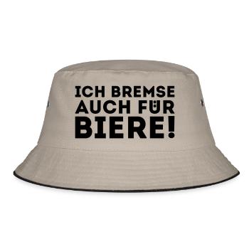 Ich bremse auch für Biere - Bucket Hat - Khaki/Schwarz - Vorne