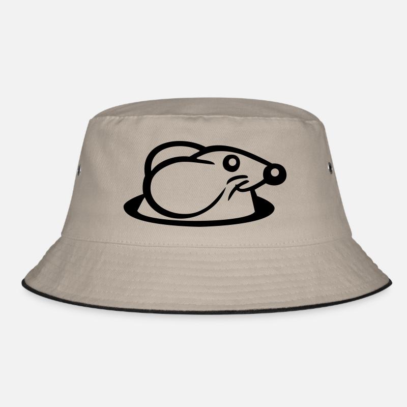 Maus Boden Loch Mauseloch Guckt Süß Lustig Comic Bucket Hat