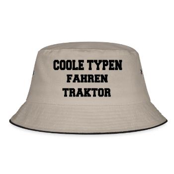 Coole Typen Fahren Traktor - Bucket Hat - Khaki/Schwarz - Vorne