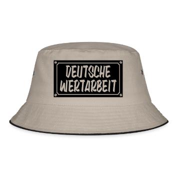 Deutsche Wertarbeit Schild - Bucket Hat - Khaki/Schwarz - Vorne