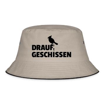 Drauf geschissen Vogel scheiß egal - Bucket Hat - Khaki/Schwarz - Vorne