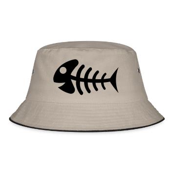 fish_bones_f1 - Bucket Hat - Khaki/Schwarz - Vorne