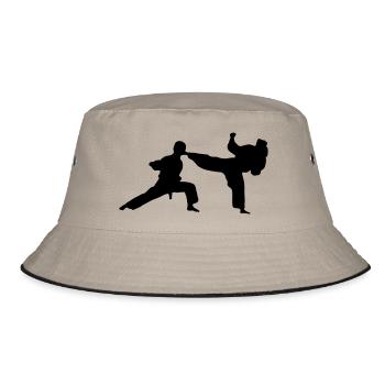 kung fu karate fighting - Bucket Hat - Khaki/Schwarz - Vorne