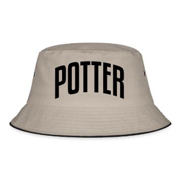 potter stylish arched text logo copy - Bucket Hat - khaki/black - Front
