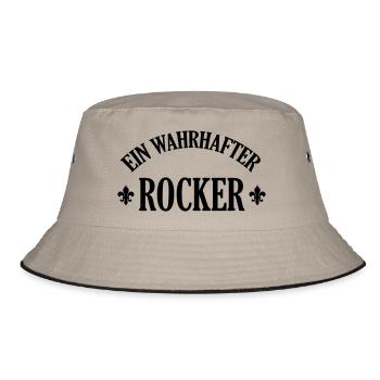 Rock Rocker Rockerin Rockmusiker Rock ’n’ Roll - Bucket Hat - Khaki/Schwarz - Vorne