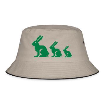 Bunny Pixel 3 - Bucket Hat - khaki/black - Front