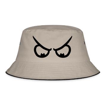 Angry Comic Eyes - Bucket Hat - Khaki/Schwarz - Vorne