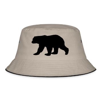 bear silhouette - Bucket Hat - Khaki/Schwarz - Vorne