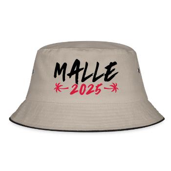 Malle 2025 Palme - Mallorca Urlaub - Bucket Hat - Khaki/Schwarz - Vorne
