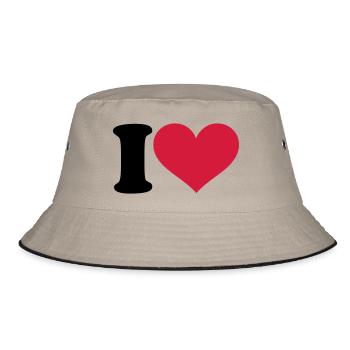 I love - Bucket Hat - Khaki/Schwarz - Vorne