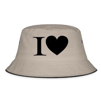 I love - Bucket Hat - Khaki/Schwarz - Vorne