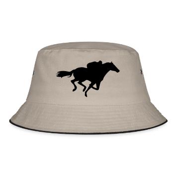 Racehorse galloping horse with rider black and - Bucket Hat - khaki/black - Front