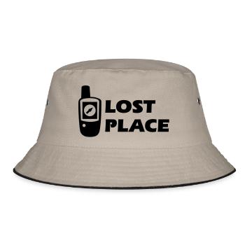 Geocaching GPS Lost Place Cache - Bucket Hat - khaki/black - Front