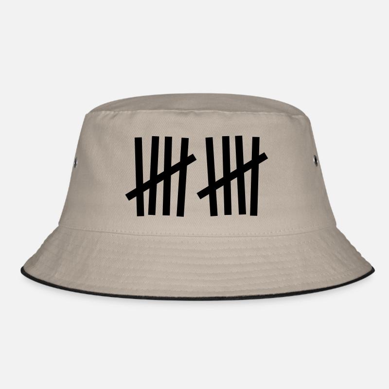 Strichliste 10 Striche - Bucket Hat - Khaki/Schwarz