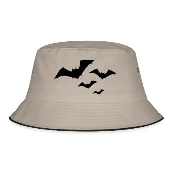 Halloween Bat Swarm 1c - Bucket Hat - khaki/black - Front