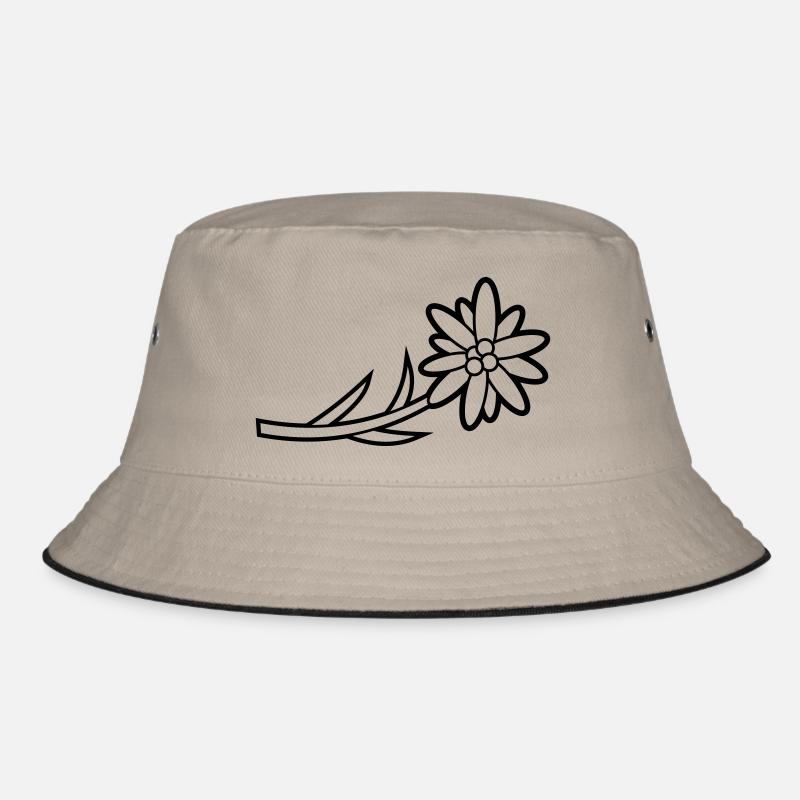 Blumen: Edelweiss - Bucket Hat - khaki/black