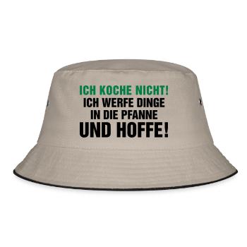 kochen Küche braten grillen Pfanne Topf Kitchen - Bucket Hat - Khaki/Schwarz - Vorne