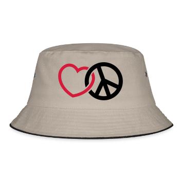 Liebe Frieden - Bucket Hat - Khaki/Schwarz - Vorne