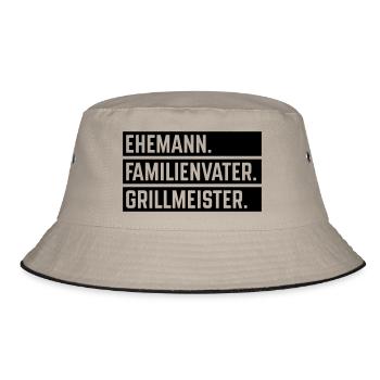 Ehemann Familienvater Grillmeister (Grillen / B) - Bucket Hat - Khaki/Schwarz - Vorne