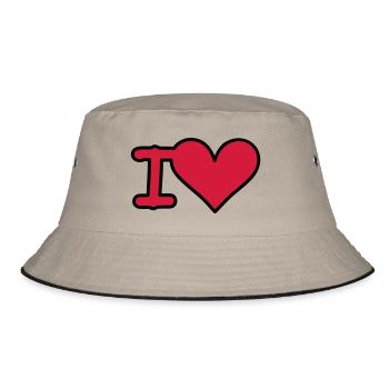 i love - Bucket Hat - Khaki/Schwarz - Vorne