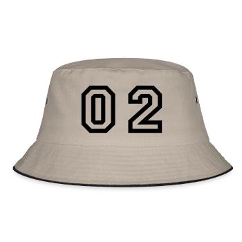 number - 02 - zero two - Bucket Hat - khaki/black - Front