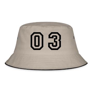 number - 03 - zero three - Bucket Hat - khaki/black - Front