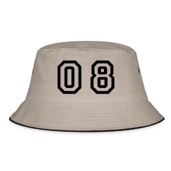 number - 08 - zero eight - Bucket Hat - khaki/black - Front