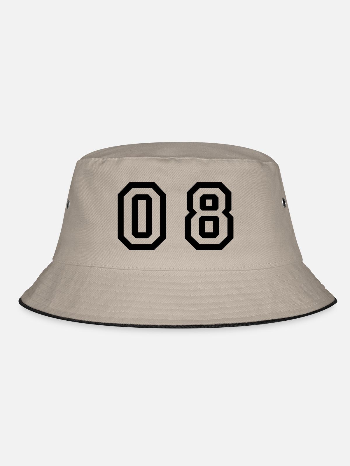 number - 08 - zero eight - Bucket Hat - khaki/black - Front