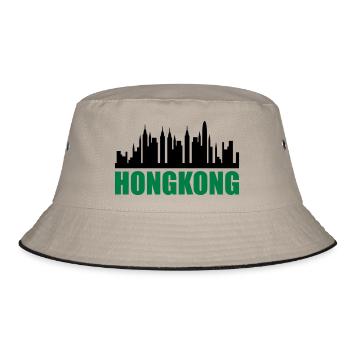 hongkong skyline - Bucket Hat - Khaki/Schwarz - Vorne