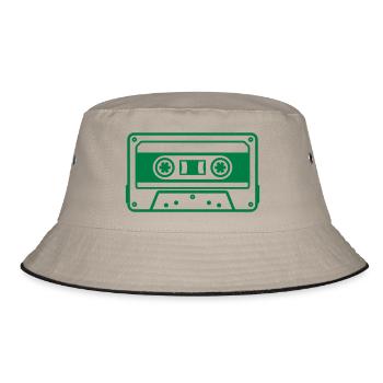 Cassette Tape Retro Vintage Mixtape icon logo - Bucket Hat - khaki/black - Front