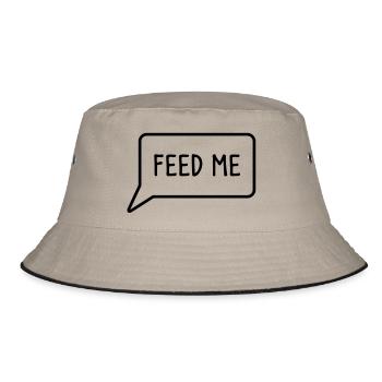FEED ME speech bubble down - Bucket Hat - khaki/black - Front