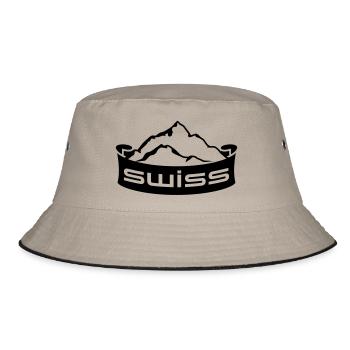 Swiss Mountain Banner Logo - Bucket Hat - Khaki/Schwarz - Vorne