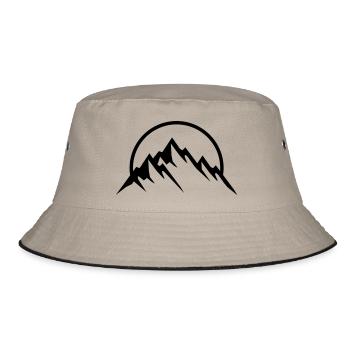 mountains sunshine - Bucket Hat - Khaki/Schwarz - Vorne