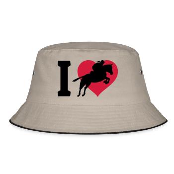 I love Springreiten - Bucket Hat - Khaki/Schwarz - Vorne