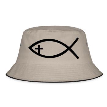 Jesus Fisch - Bucket Hat - Khaki/Schwarz - Vorne