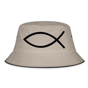 Jesus Fisch - Bucket Hat - Khaki/Schwarz - Vorne