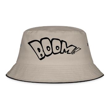 boom text fire hot tnt dynamite explode expl - Bucket Hat - khaki/black - Front
