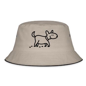 Dog - go for a walk - Line - Bucket Hat - khaki/black - Front