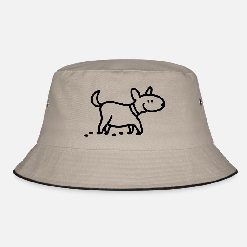 Dog - go for a walk - Line - Bucket Hat - khaki/black