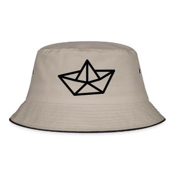 Papierboot - Bucket Hat - Khaki/Schwarz - Vorne