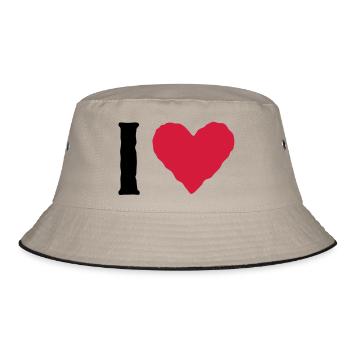 I love ... - Bucket Hat - Khaki/Schwarz - Vorne