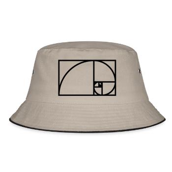 golden_mean_logarithmic_fibonacci_spiral - Bucket Hat - Khaki/Schwarz - Vorne