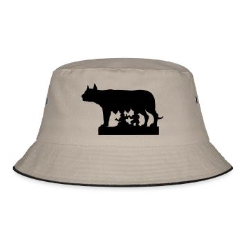 she-wolf romulus remus italian symbol of rome ital - Bucket Hat - khaki/black - Front