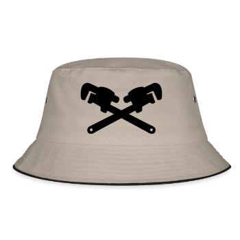 adjustable wrench tool mechanic plumber - Bucket Hat - khaki/black - Front